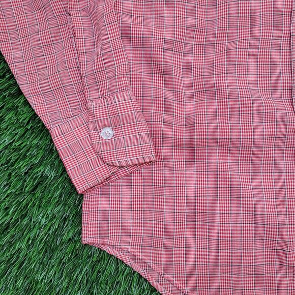 Vintage 80s Van-Heusen Button Shirt M 15.5 19x30 Glen Plaid - Picture 10 of 12